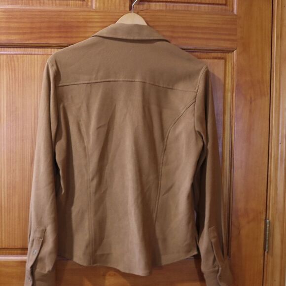 Harve Bernard Vintage Brown Button Down Shirt 90s Phoebe Buffay Shirt Jacket Med - Picture 6 of 9